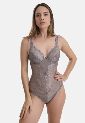 sassa Bodysuit 'CLASSIC LACE' in Brown: front