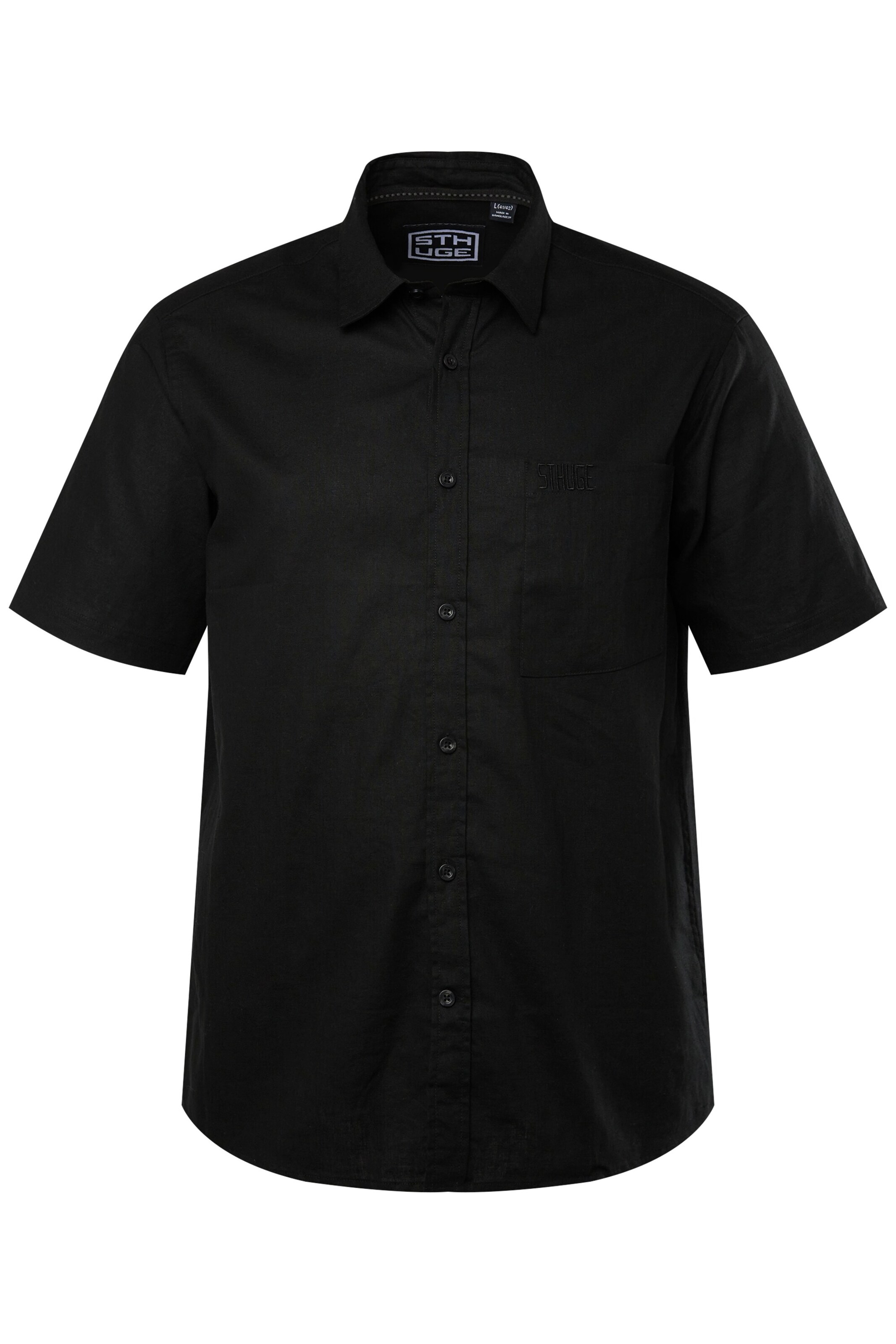 STHUGE Regular Fit Hemd in Schwarz: Vorderseite