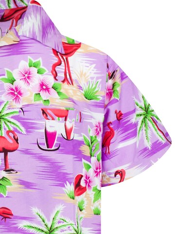 King Kameha Shirt 'Flamingos' in Lila