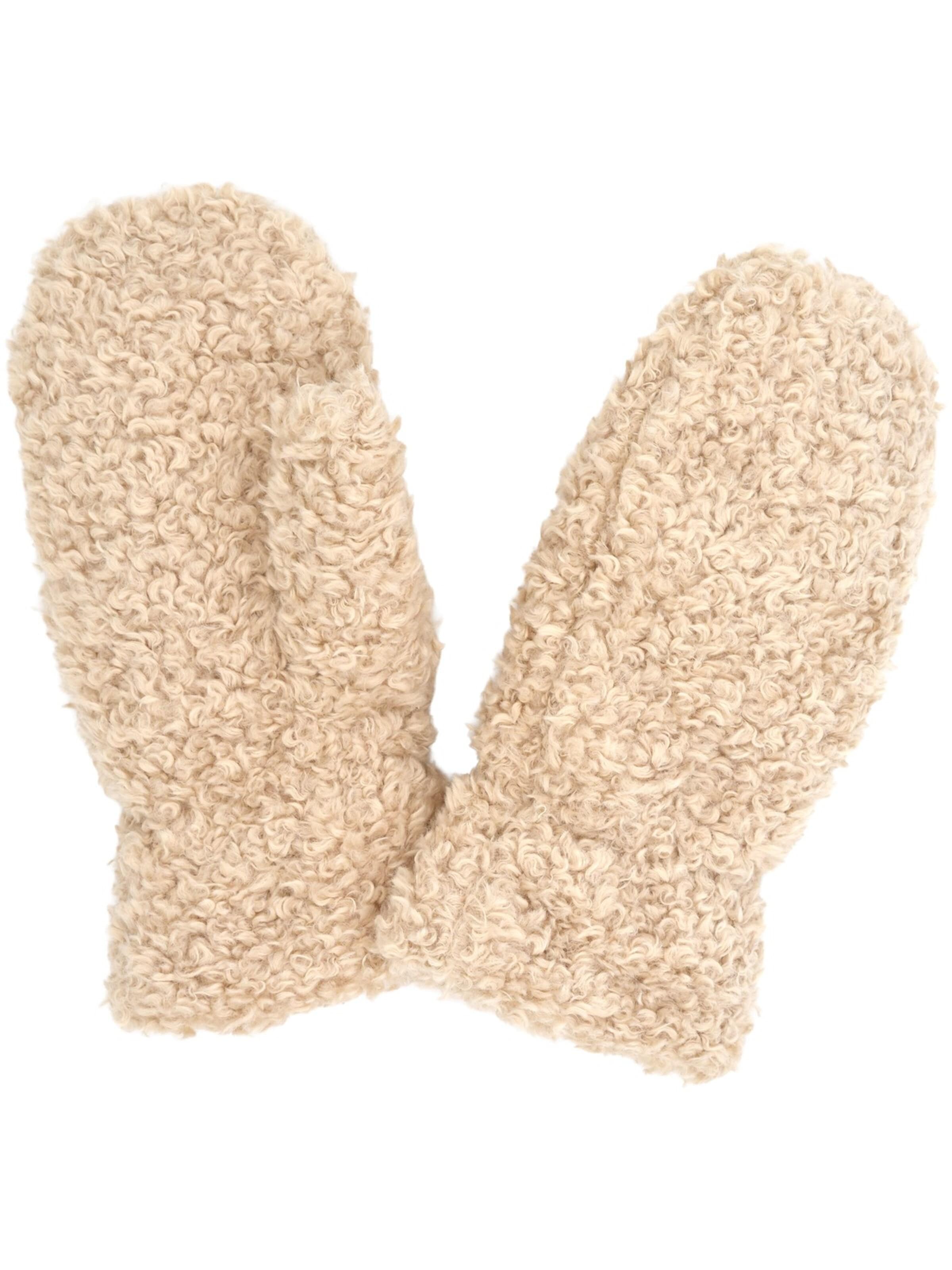 styleBREAKER Fäustlinge 'Teddy Fäustlinge mit Fleece Futter'‌‌‌‌‌‌‌‌‌ in Beige: Vorderseite