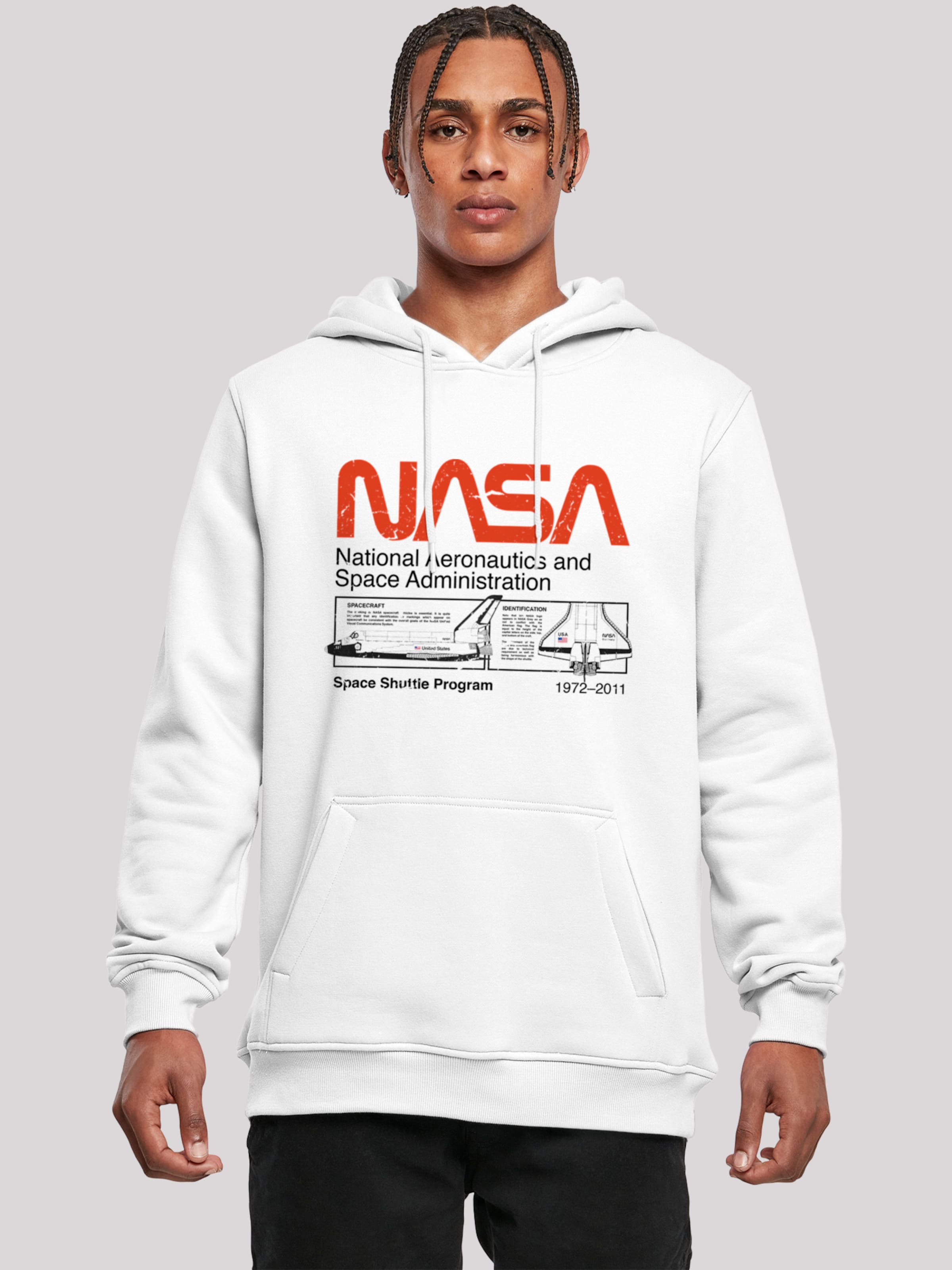 Männer Große Größen F4NT4STIC Hoodie 'NASA Classic Space Shuttle' in Weiß - EJ89173
