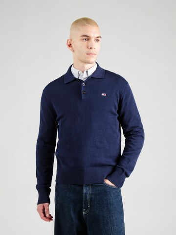 Tommy Jeans Pulover 'ESSENTIAL' | modra barva: sprednja stran