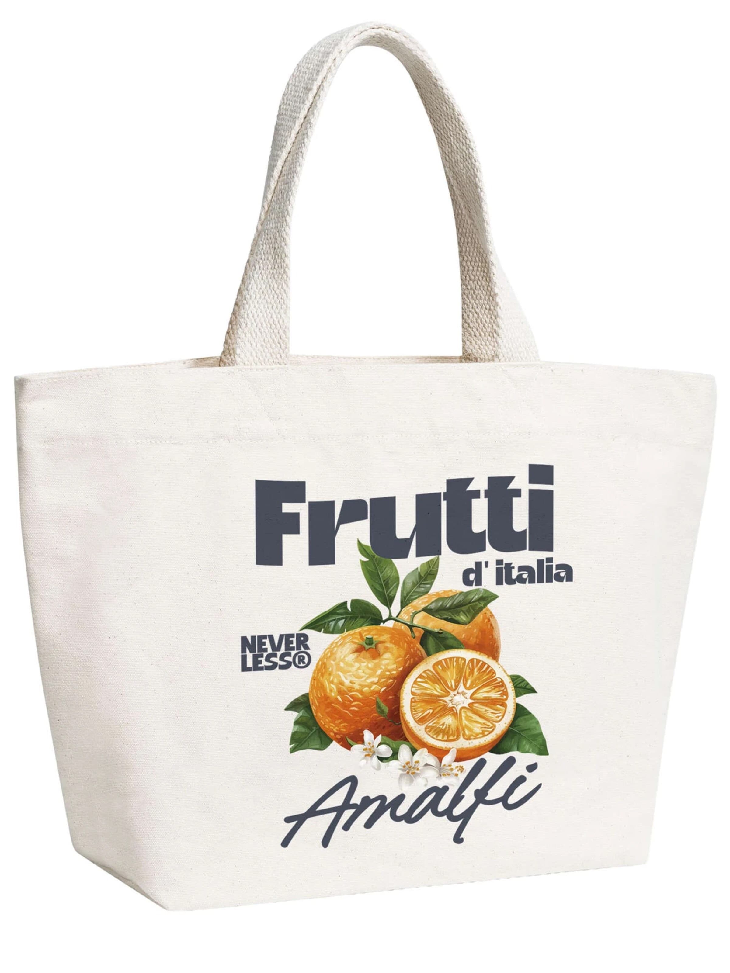 Neverless Beach Bag 'Frutti di italia' in Beige: front