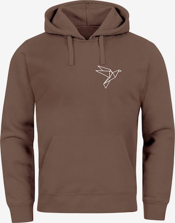 Neverless Sweatshirt 'Origami Vogel' in Braun: Vorderseite