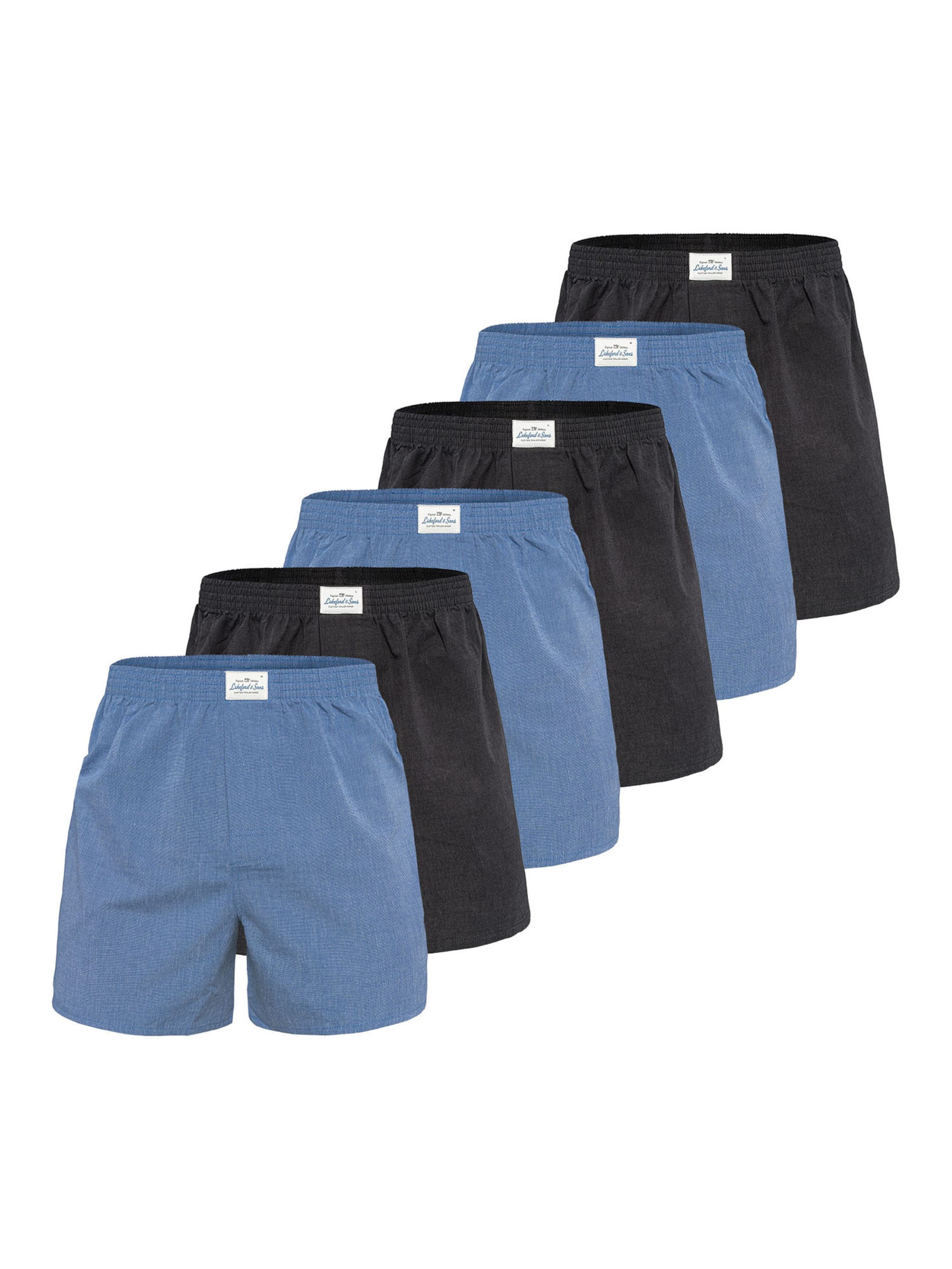 Lakeford & Sons Boxer ' American Boxershorts Herren 6-Pack in klassischen Designs ' in Blau: Vorderseite