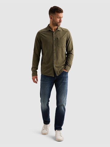 PME Legend Regular fit Overhemd 'Shirt with garment-dye wash and chest pocket' in Groen