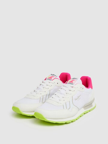 Sneaker bassa 'Brit Neon' di Pepe Jeans in bianco