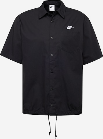 Nike Sportswear Comfort fit Button Up Shirt 'CLUB' in Black: front