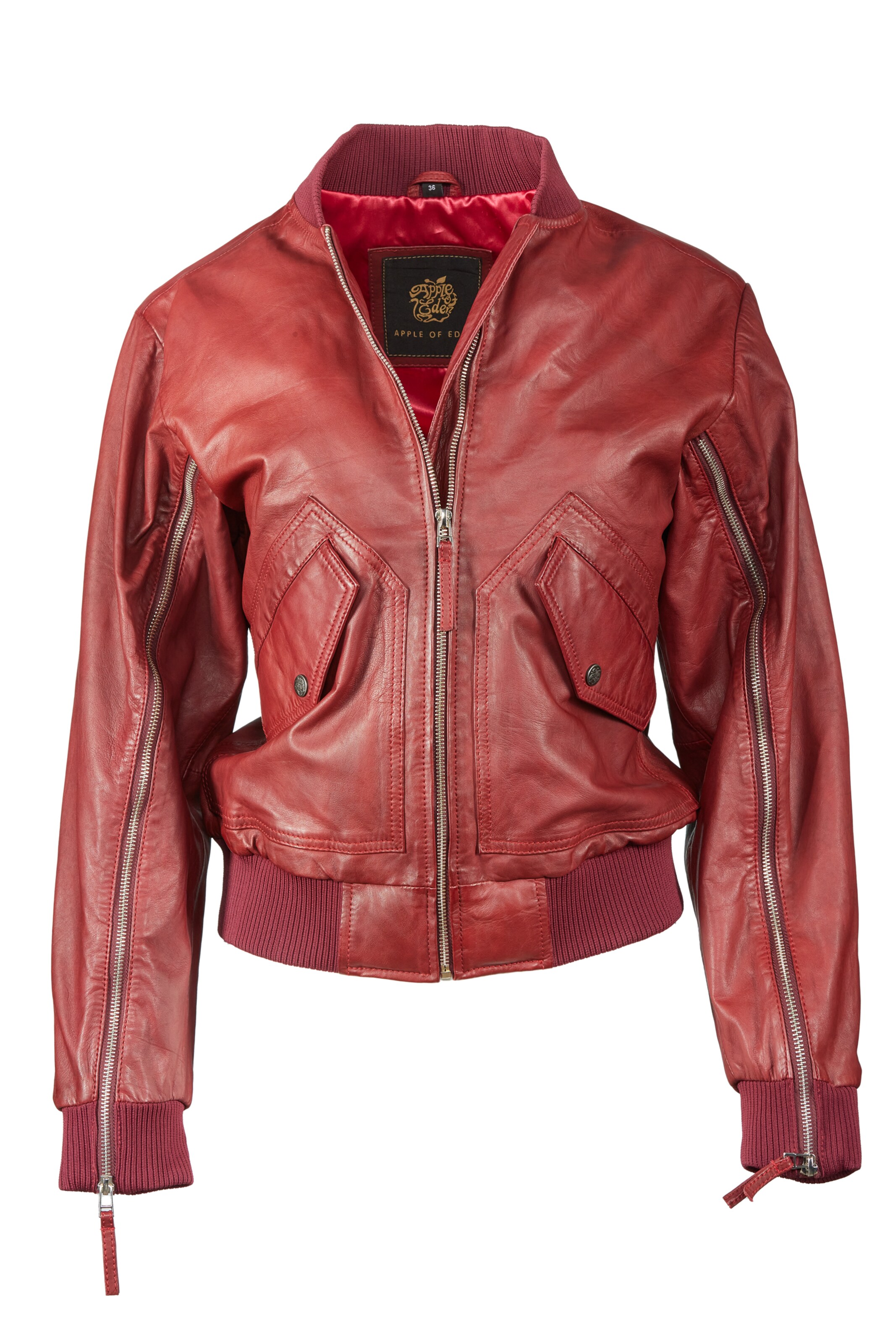 Apple of Eden Lederjacke AOE-143 in dunkelrot, Produktansicht