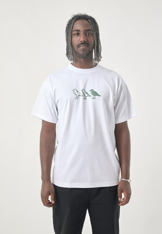 Cleptomanicx Shirt 'Classic Tee Scribble Gull' in Wit: voorkant