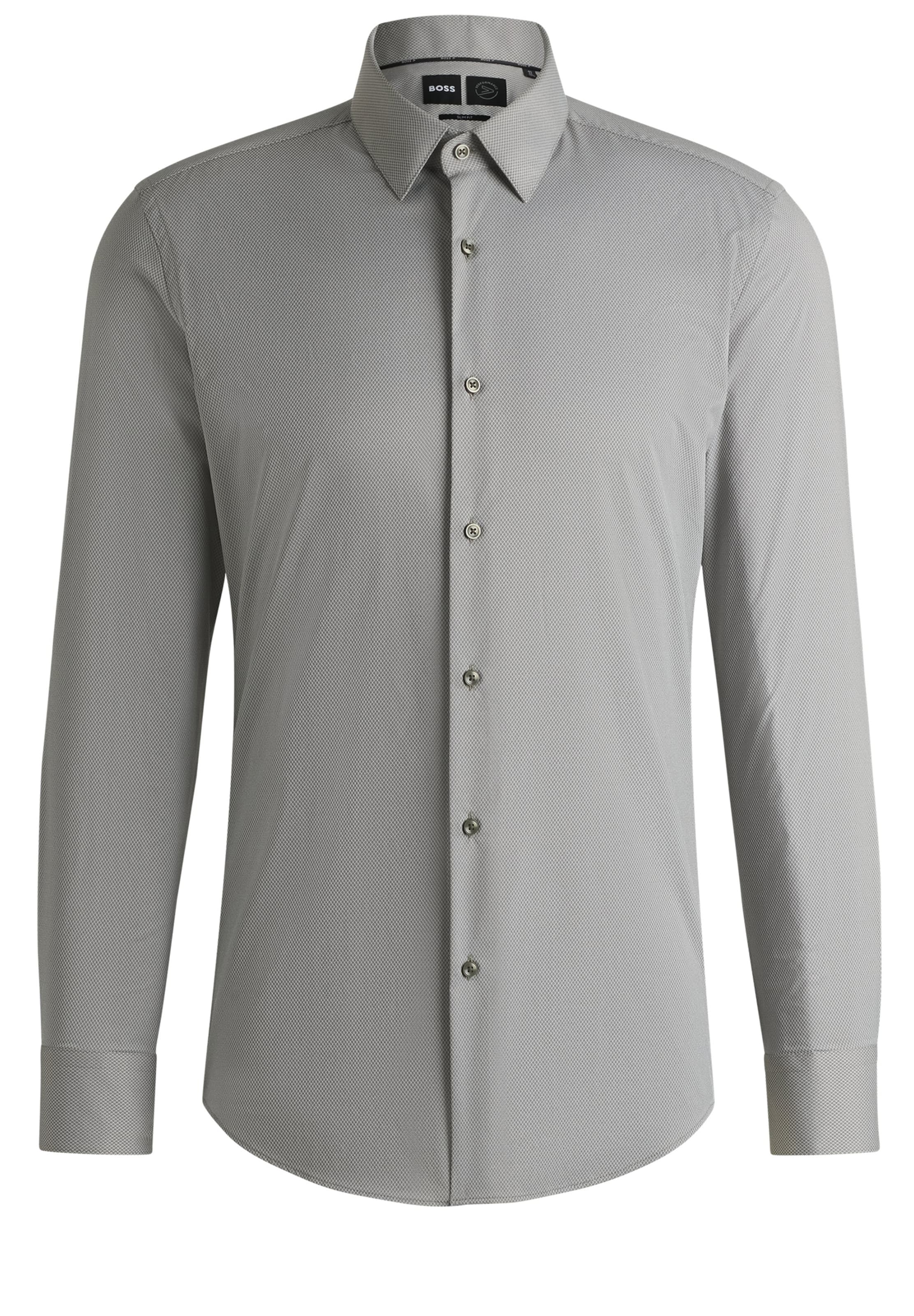 BOSS Slim fit Button Up Shirt 'P-Hank' in Grey: front