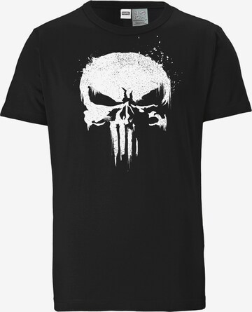 LOGOSHIRT Shirt 'Marvel - Punisher TV Skull' in Zwart: voorkant