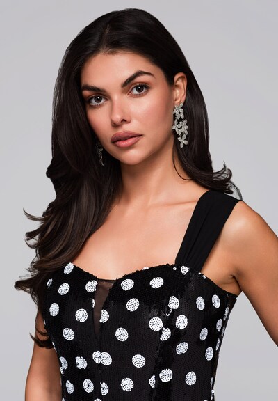 Ombre Cocktailjurk in de kleur Zwart / Wit, Productweergave