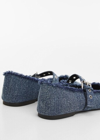 MANGO Ballet Flats with Strap 'Deli' in Blue