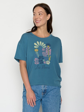 GREENBOMB Shirt 'Les Fleurs' in Blue: front