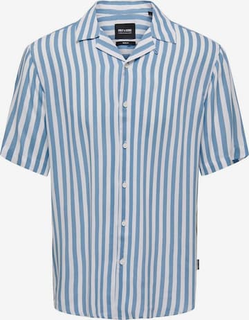 Only & Sons Comfort fit Button Up Shirt 'Wayne' in Blue: front