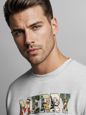Neverless Sweatshirt 'Merry Christmas' in Grey