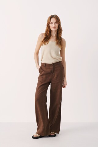 Part Two Wide leg Broek 'Ninnes' in Bruin