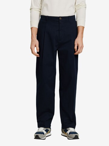 Wide Leg Pantalon à plis ESPRIT en bleu : devant