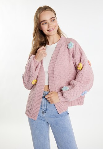 Cardigan IZIA en rose : devant