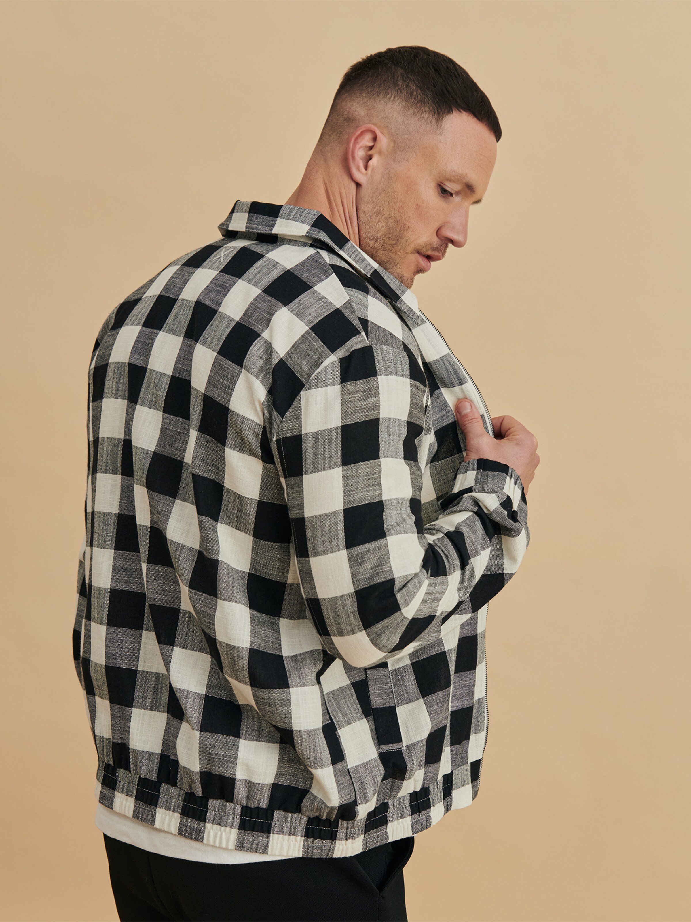 Dan Fox Apparel Between Season Jacket Ilja male Black White Plaid Size S