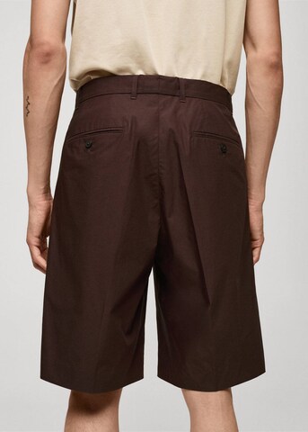 MANGO MAN Loose fit Pleat-Front Pants 'Andrea' in Brown