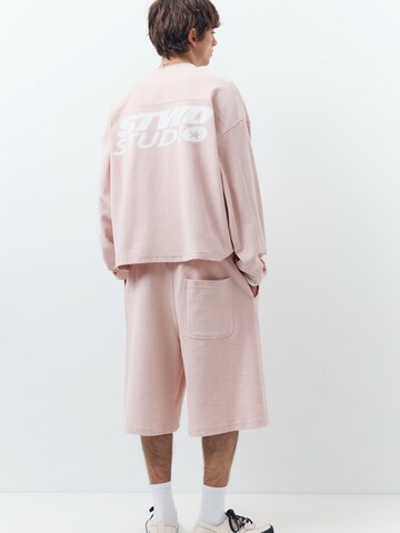 Pull&Bear Baggy Shorts 'STWD' in Pink