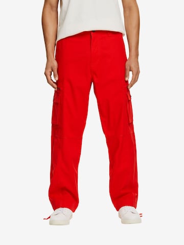 Regular Pantalon cargo ESPRIT en rouge