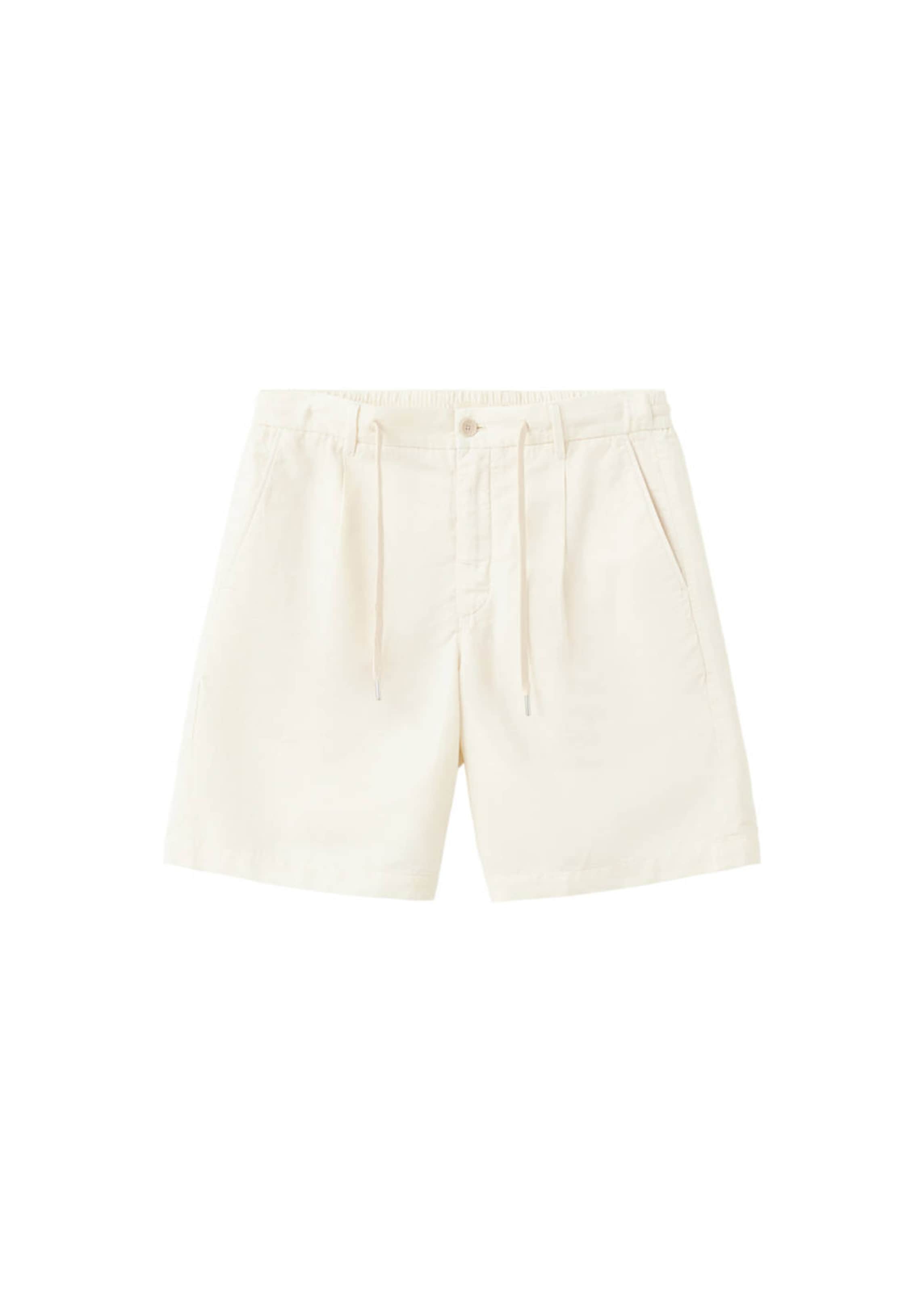 MANGO MAN Regular Pleat-Front Pants 'Bants' in White: front