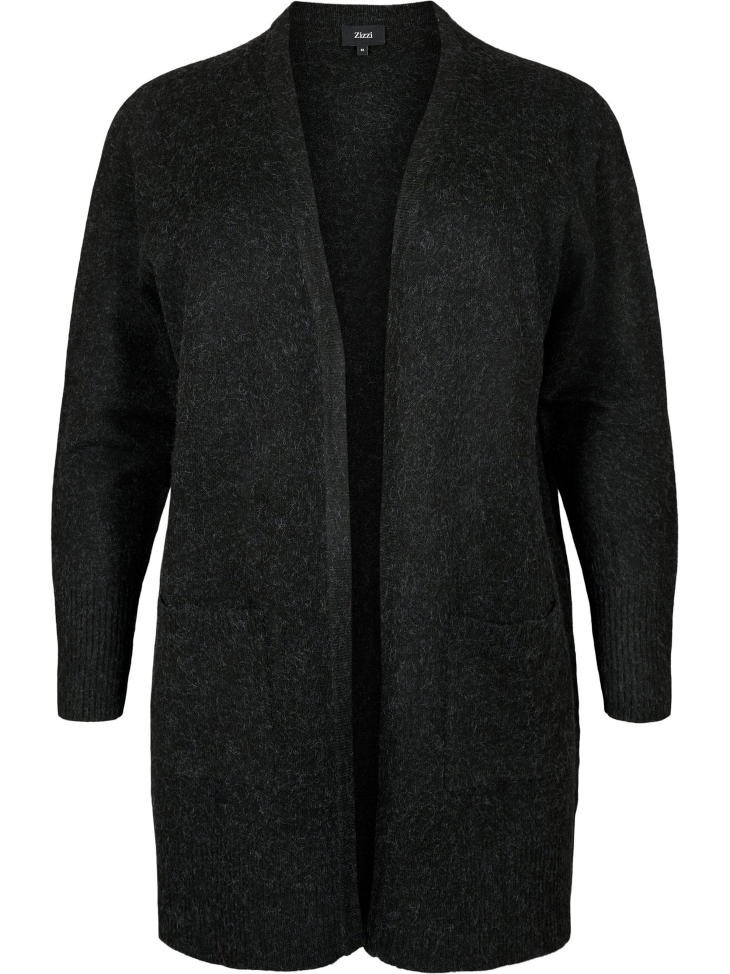 Zizzi Strickjacke 'CASUNNY' in Grau: Vorderseite