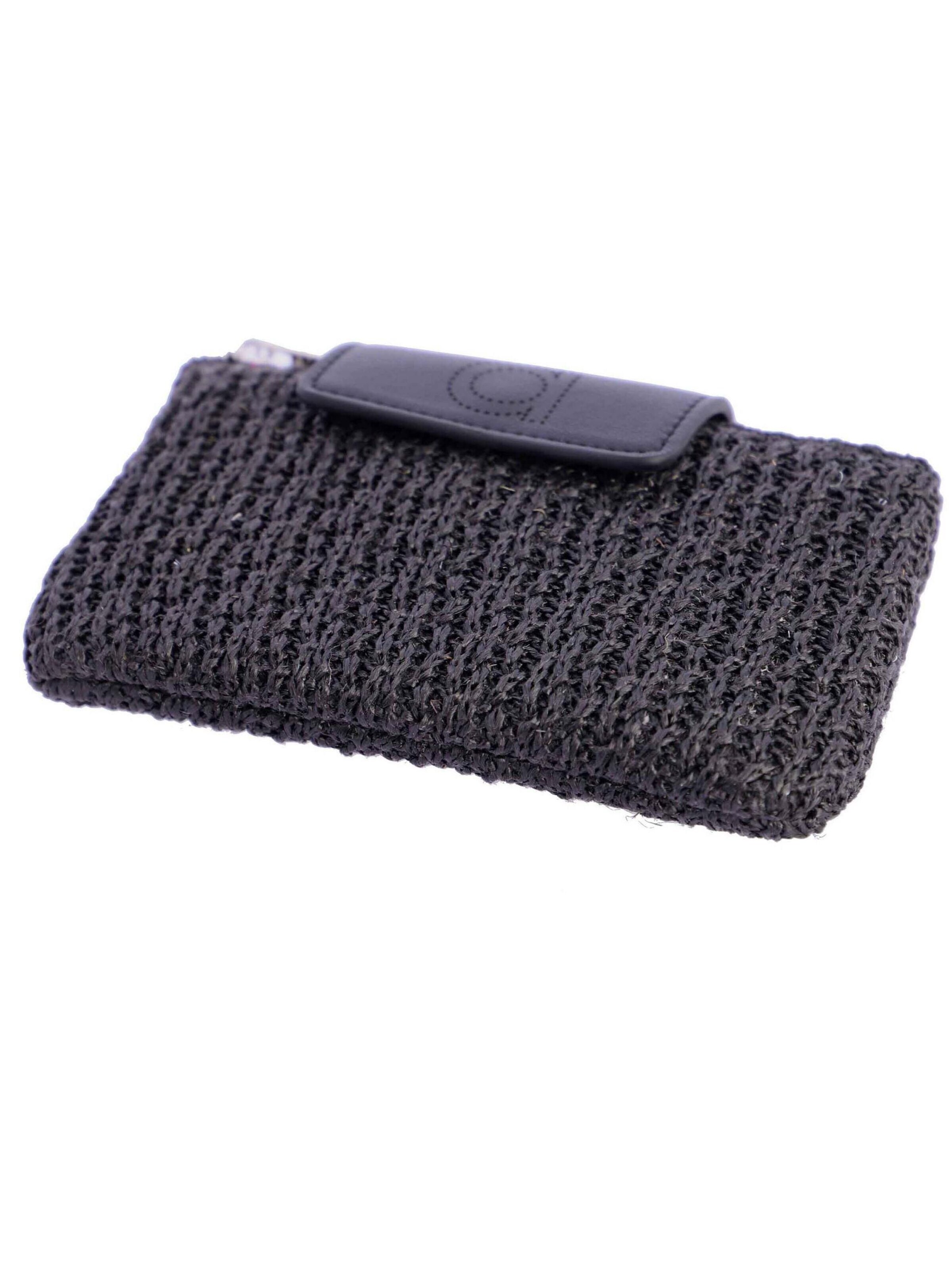 Amichi - Cartera 'Cartera para mujer Sunny de fibras naturales  y cierre de solapa y cremallera' en negro