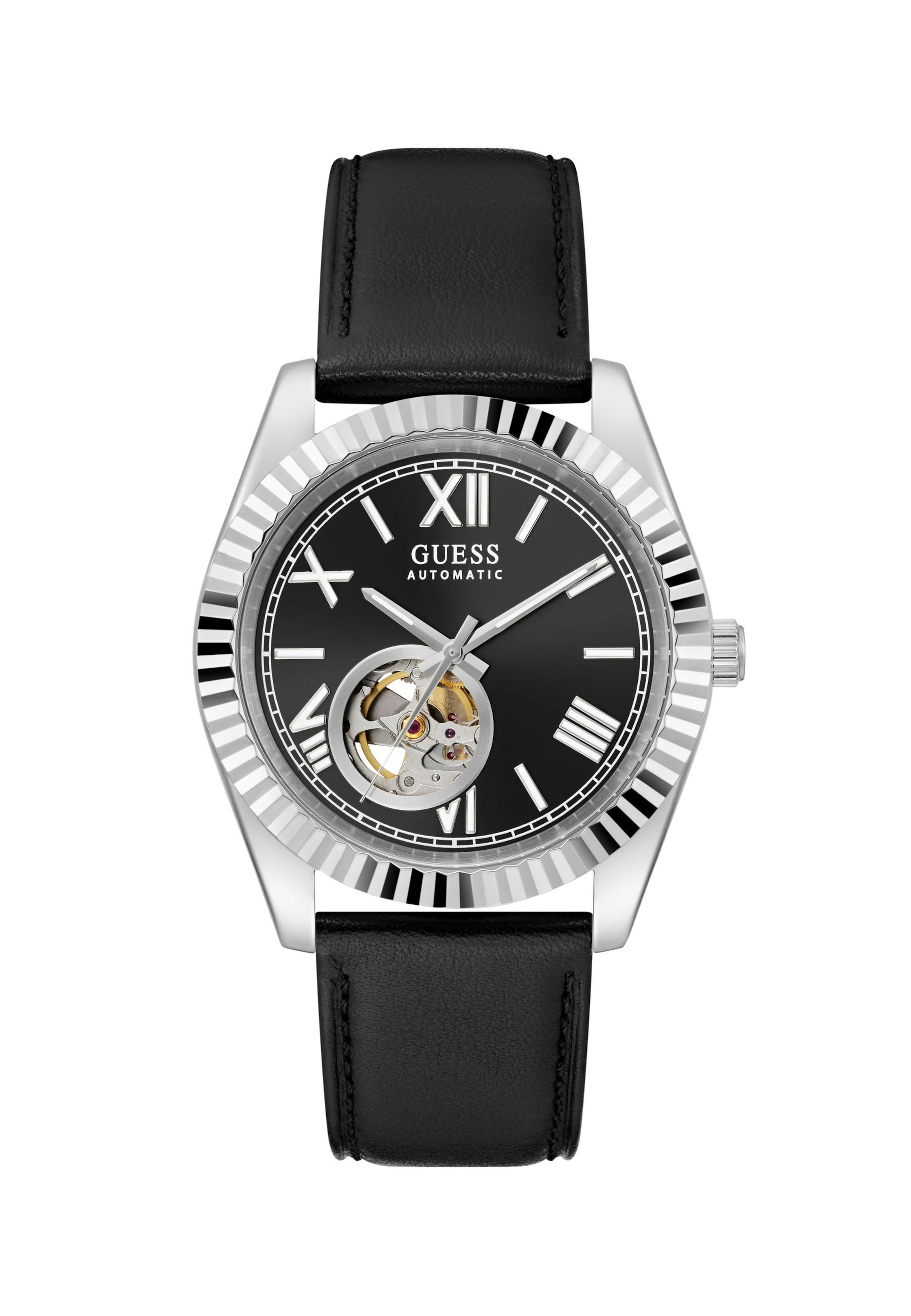 GUESS Analoog horloge 'CONNOISSEUR' in Zwart: voorkant