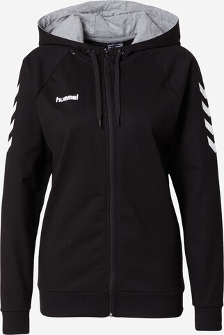 Hummel Athletic Zip-Up Hoodie in Black: front