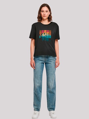 T-shirt 'Berg Sonnenuntergang Retro' F4NT4STIC en noir
