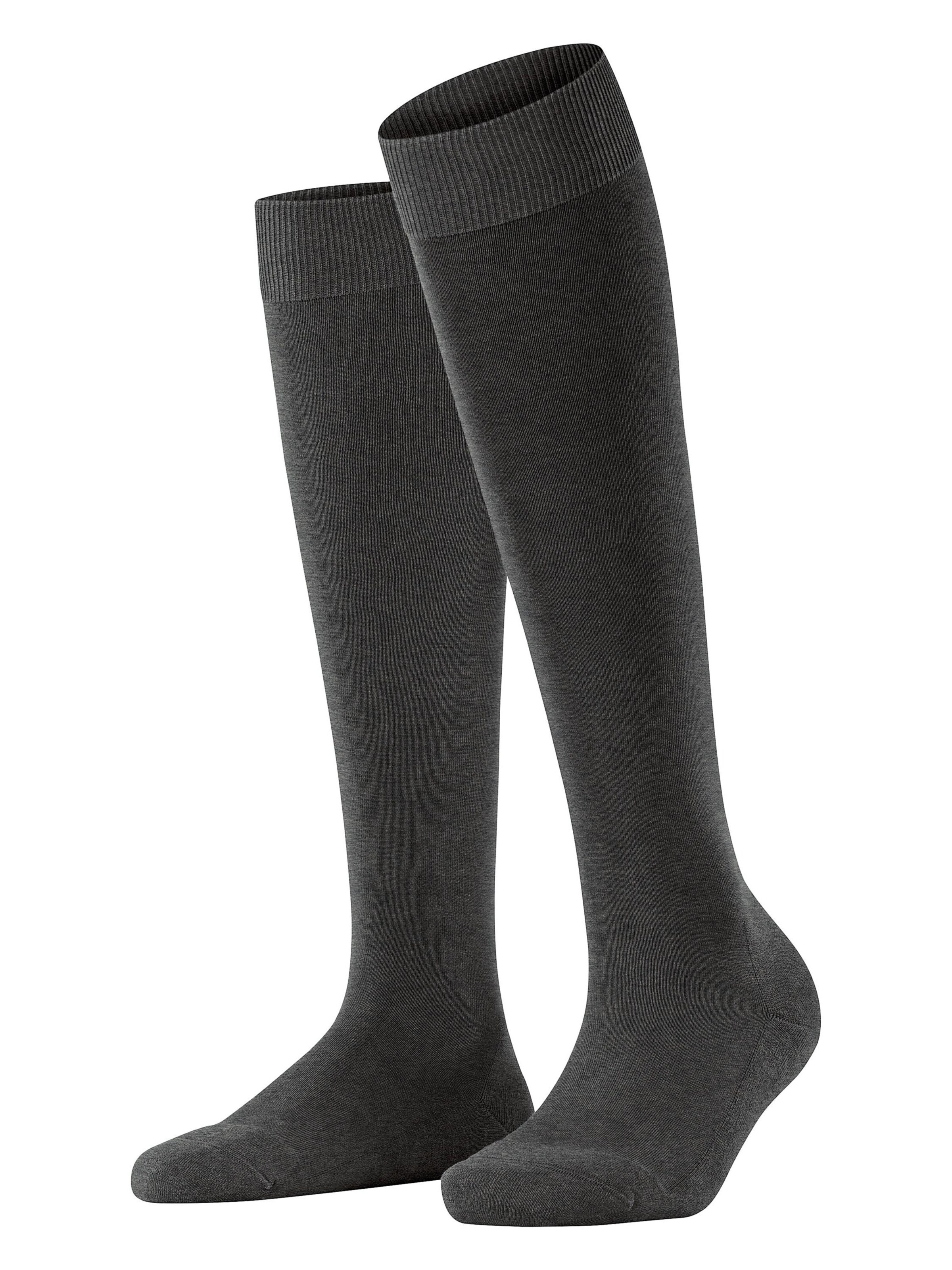FALKE Knee High Socks 'ClimaWool' in Grey: front