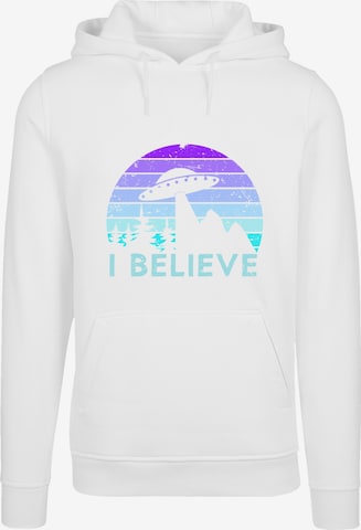 F4NT4STIC Sweatshirt 'I Believe UFO Alien Raumschiff Retro' in Wit: voorkant