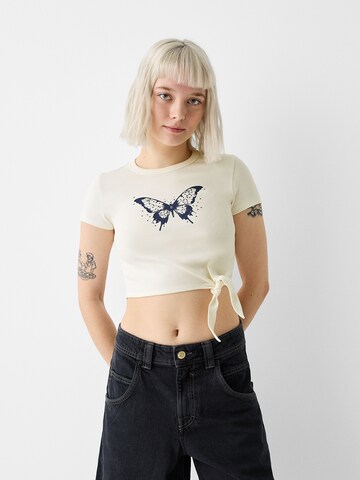 T-shirt Bershka en blanc : devant