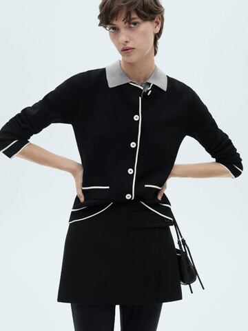 MANGO Knit cardigan 'Comu' in Black: front
