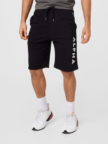 Regular Pantaloni de la ALPHA INDUSTRIES pe negru: față