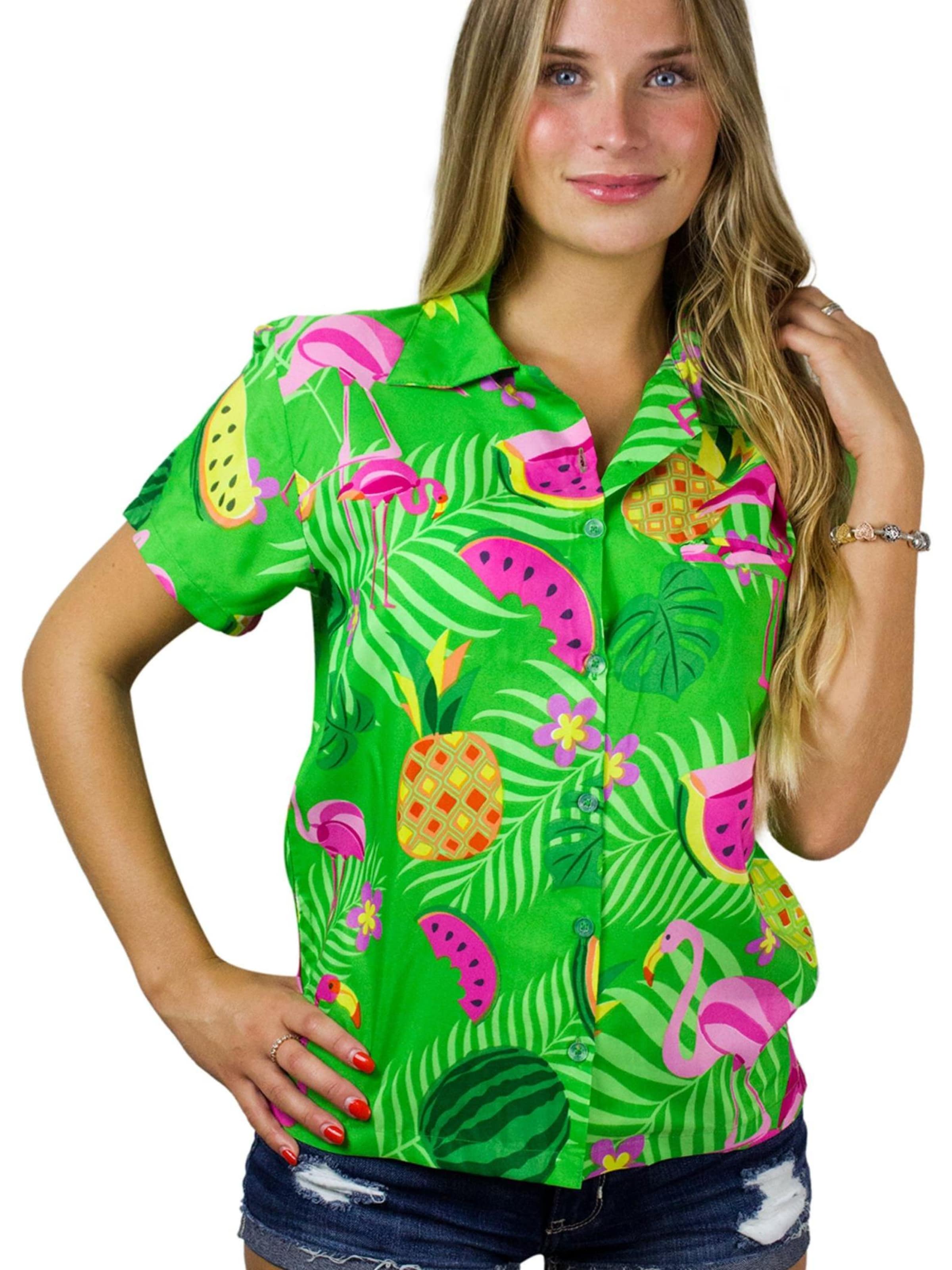 King Kameha Bluse 'Flamingo Melone'‌ in Grün: Vorderseite