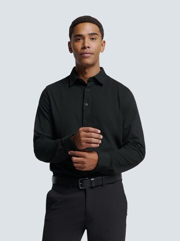 No Excess Regular Fit Hemd in Schwarz: Vorderseite