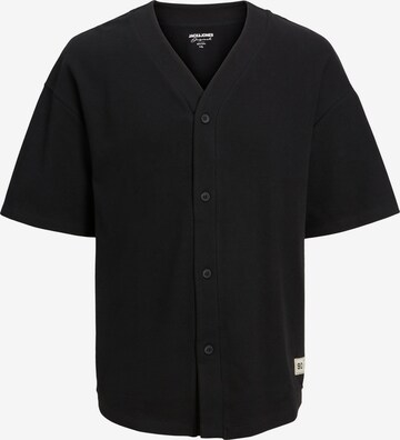 JACK & JONES Knit cardigan 'Team Baseball' in Black: front