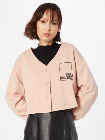 Love Moschino Zip-Up Hoodie in Pink: front