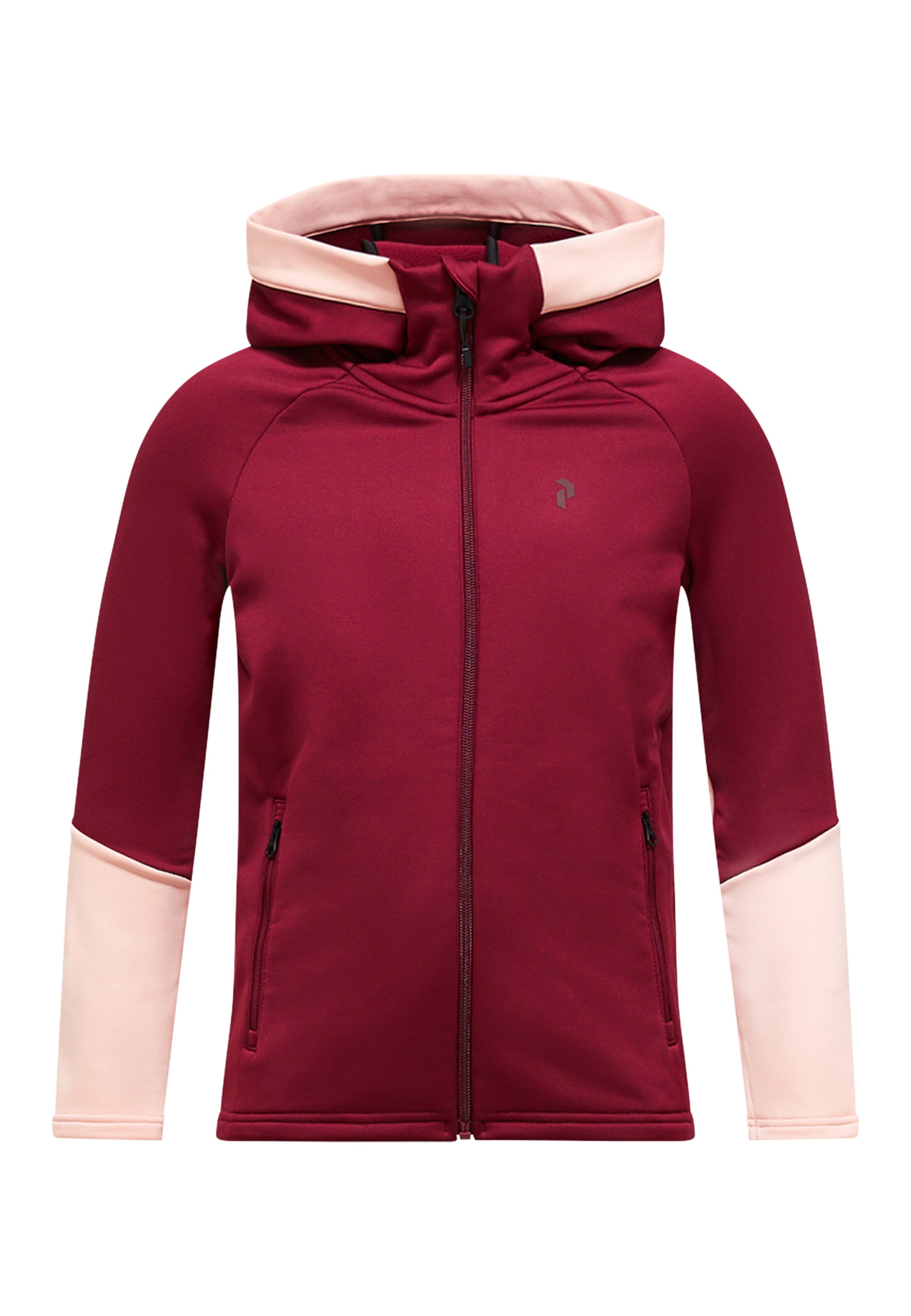 PEAK PERFORMANCE Fleecejacke 'Jr Rider Essentials Midlayer Zip Hood' in Rot: Vorderseite