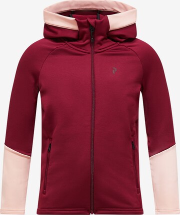 PEAK PERFORMANCE Fleecejacke 'Jr Rider Essentials Midlayer Zip Hood' in Rot: Vorderseite
