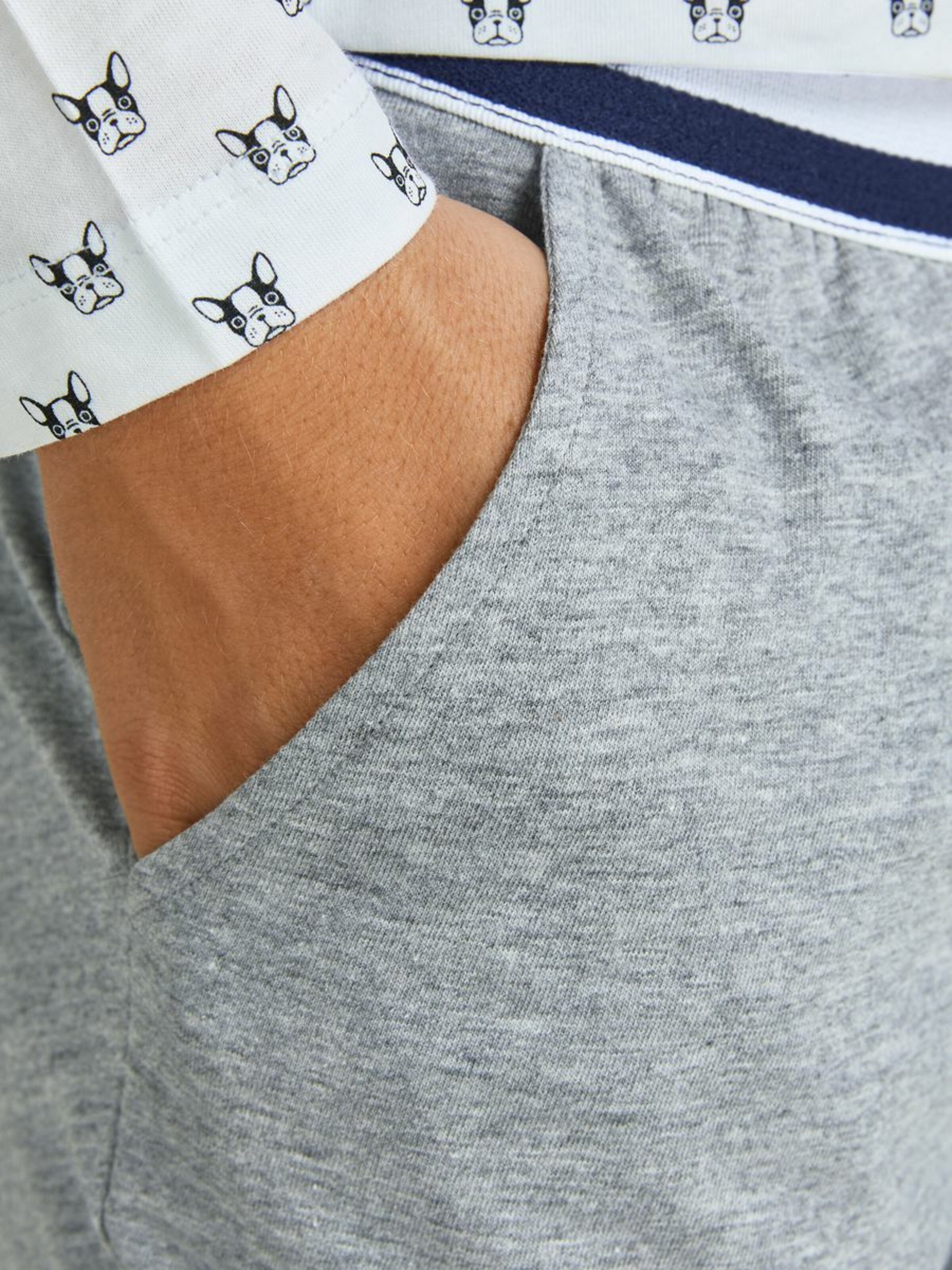 Kinder Teens (Gr. 140-176) Jack & Jones Junior Schlafanzug 'Denim Hund' in Grau, Weiß - FU28942 Kinder Teens (Gr. 140-176) Jack & Jones Junior Schlafanzug 'Denim Hund' in Grau, Weiß - FU28942