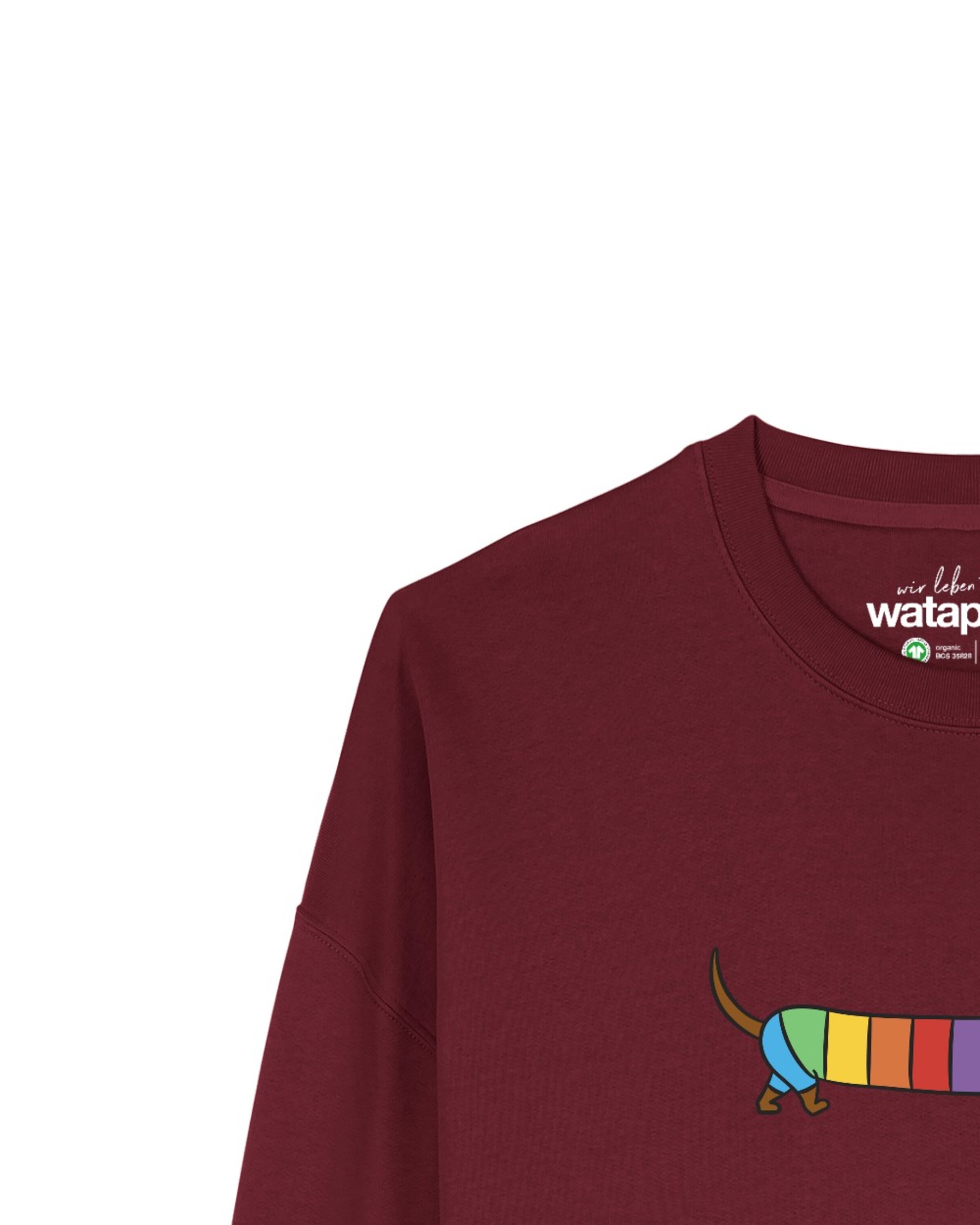 Watapparel Sweatshirt 'Regenbogen Dackel' in Rood
