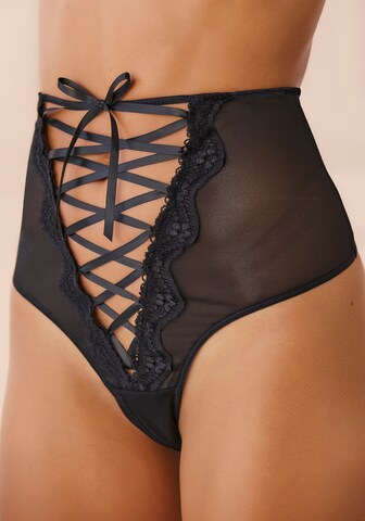 PETITE FLEUR GOLD Crotchless Lingerie in Black: front