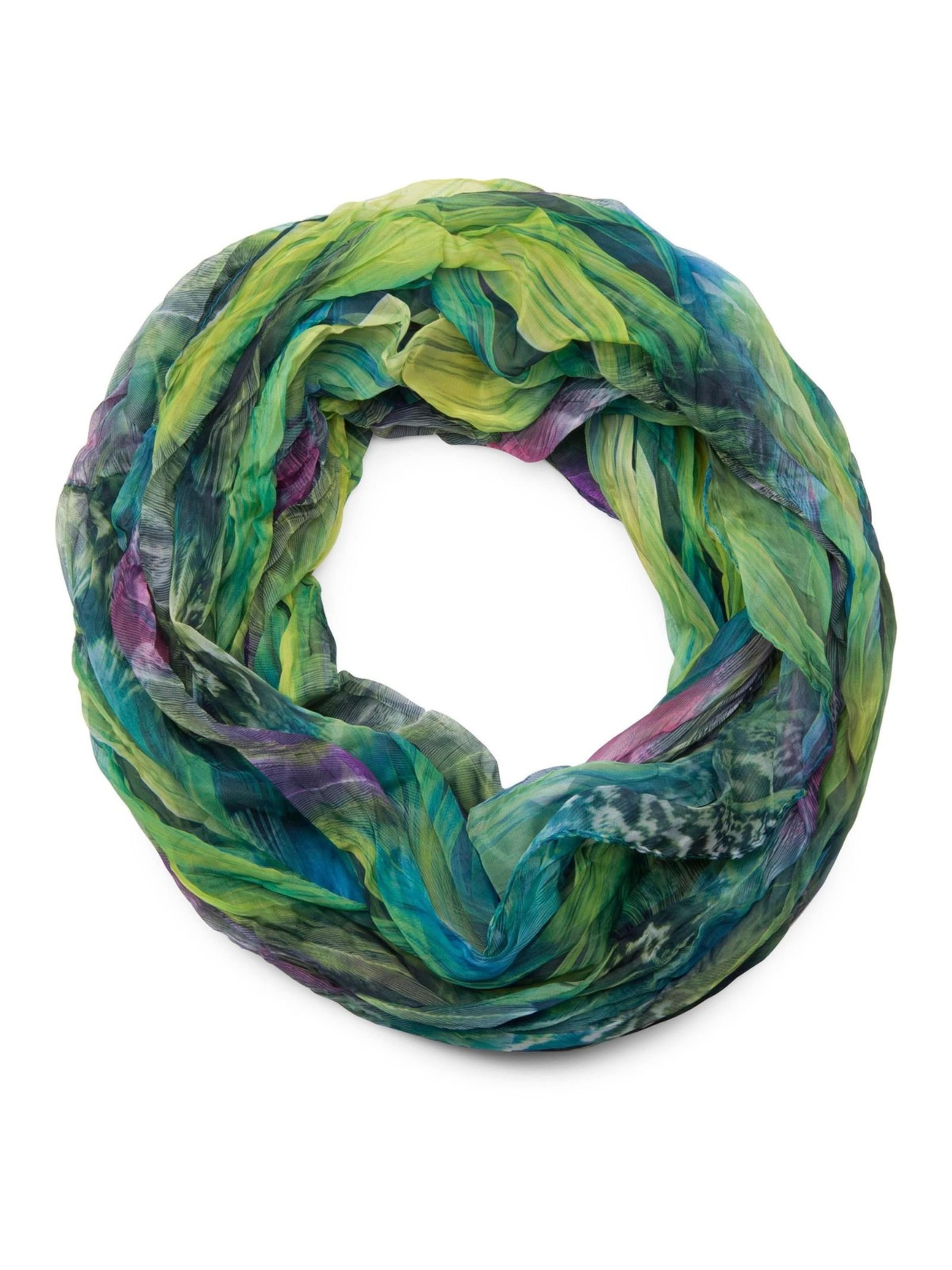 styleBREAKER Schlauchschal 'Loop mit Feder Muster'‌‌ in Grün: Vorderseite