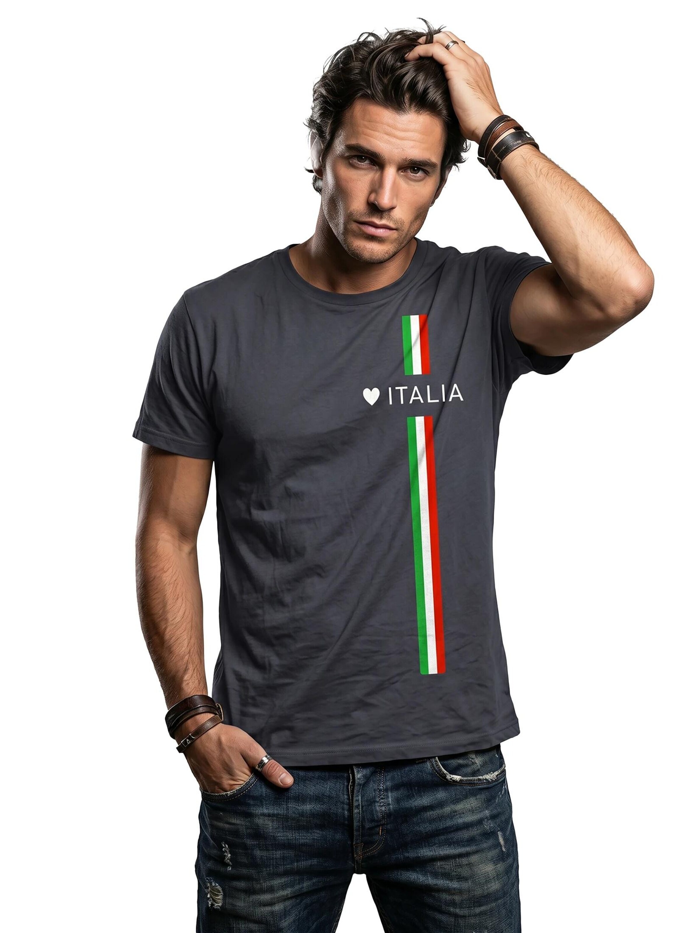 MAKAYA Shirt 'Love Italia' in Grey